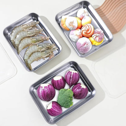 Fridge Storage Box 2000ml 316 Stainless Steel Food Storage Container with Airtight Lids,Leakproof Kitchen Organizer,Freezer Safe