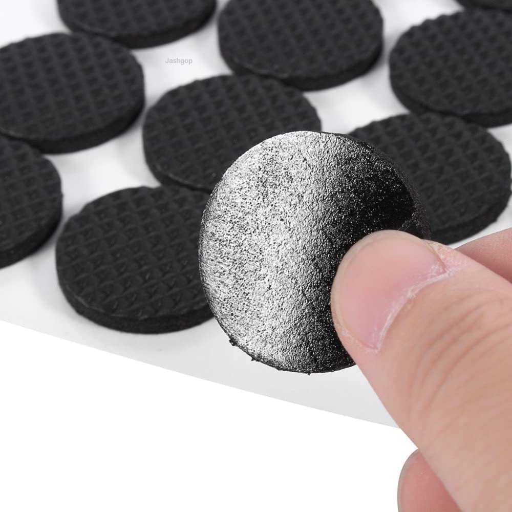 15 Round Pieces, Black, Non-Slip Furniture Pads, Chair Leg Floor Protectors, Self-Adhesive Grippers, Hardwood Floors