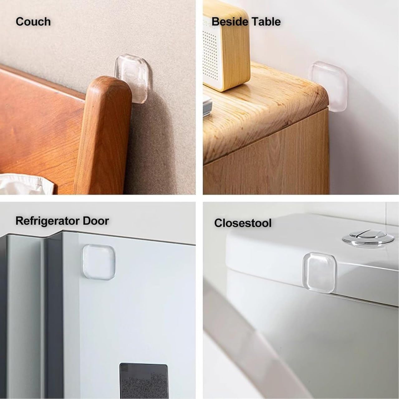 6-PC Square Door Bumper Stopper Wall Protector Self Adhesive Handle Knob Shield Bumper Guard,Prevents,Damage,Cabinet,Handle,Bed