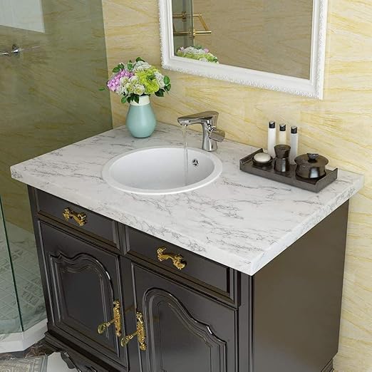 White Marble Sticker Wallpaper Waterproof Oil Resistant for Kitchen