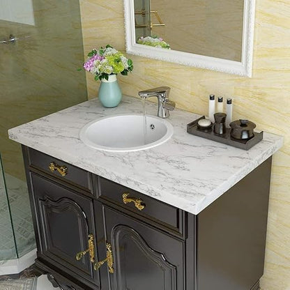 White Marble Sticker Wallpaper Waterproof Oil Resistant for Kitchen