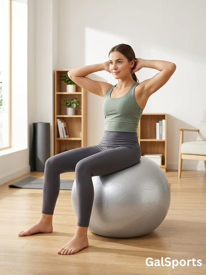 Gym Ball Anti-Burst Rubber with Free Foot Pump,Round Shape Swiss Ball, Exercise,Workout,Yoga,Pregnancy,Birthing,Balance-Stability Delivery Training,Fitness ( Grey-65 cm)