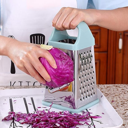Professional Box Grater,4-Sided Stainless Steel Large 10-inch Grater for Parmesan Cheese, Ginger, Vegetables,Fruits,Chocolate,Nuts and More