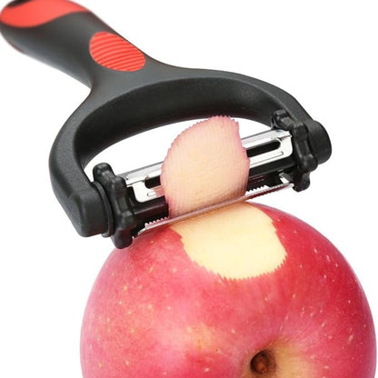 3 in 1 Rotary Multi-Functional Peeler,Suitable for Vegetable and Fruit,with Serrated Blade + Straight Julian Stainless Steel,Anti-Slip Handle Design,Slicer Kitchen Tools
