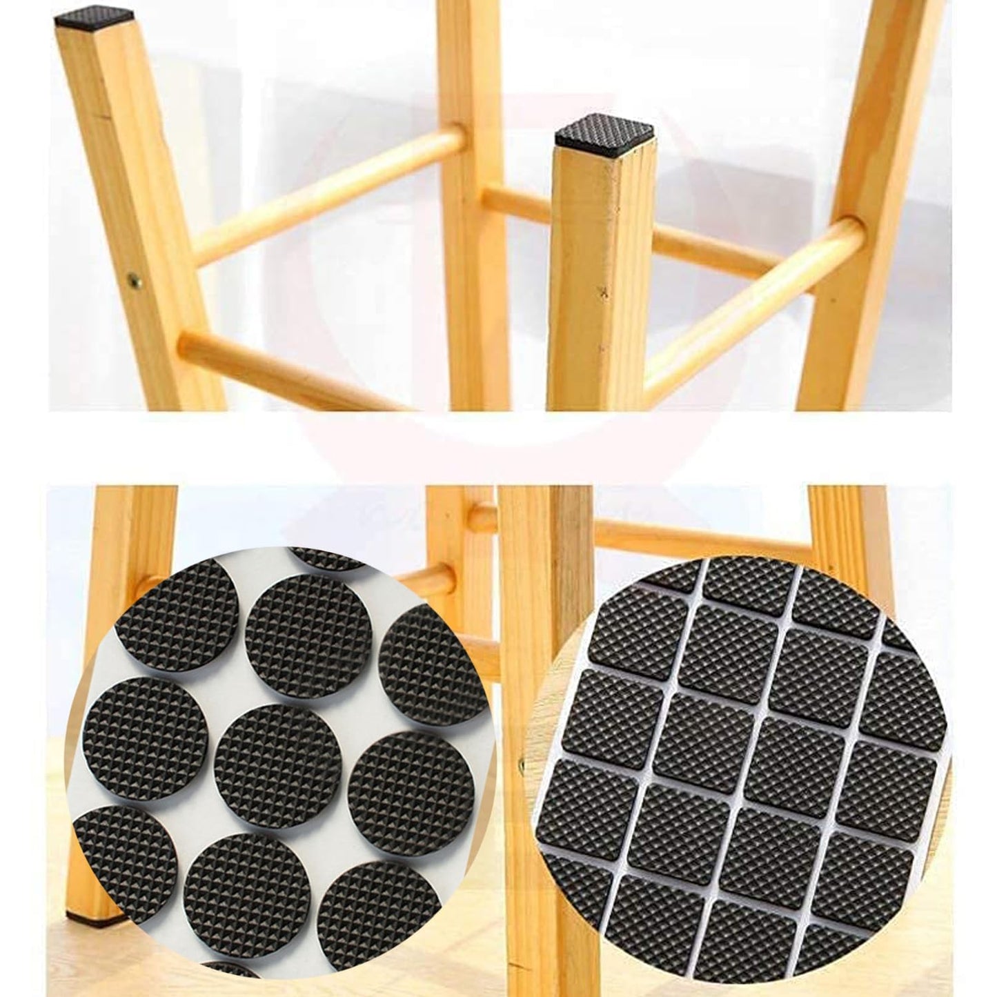 15 Round Pieces, Black, Non-Slip Furniture Pads, Chair Leg Floor Protectors, Self-Adhesive Grippers, Hardwood Floors