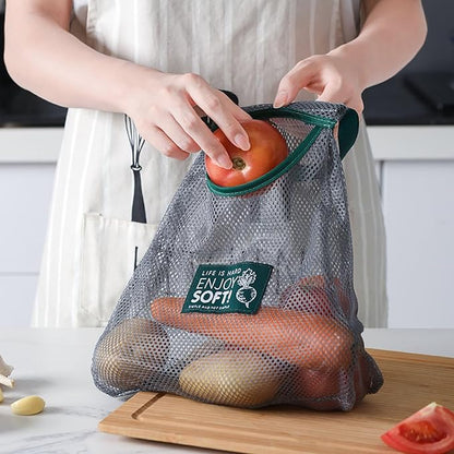 2pcs Reusable Hanging Mesh Produce Bags - Portable, Breathable Net Bags for Fruit, Vegetable, Garlic, Onion, Potatoes - Home, RV, Camper Storage