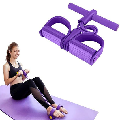 Multifunction Tension Rope, 4-Tube Elastic Yoga Pedal Puller Resistance Band, Natural Latex Tension Rope Fitness, for Abdomen/Waist/Arm/Leg Stretching Slimming Training (Purple)