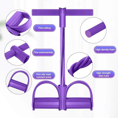Multifunction Tension Rope, 4-Tube Elastic Yoga Pedal Puller Resistance Band, Natural Latex Tension Rope Fitness, for Abdomen/Waist/Arm/Leg Stretching Slimming Training (Purple)