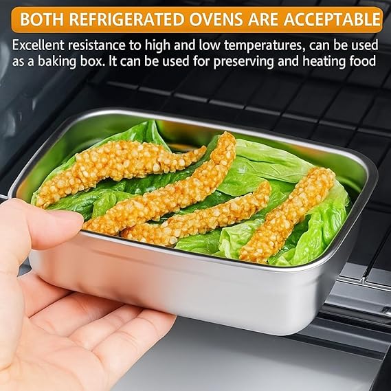 Fridge Storage Box 1000ml and 1500ml 316 Stainless Steel Food Storage Container with Airtight Lids,Leakproof Kitchen Organizer,Freezer Safe