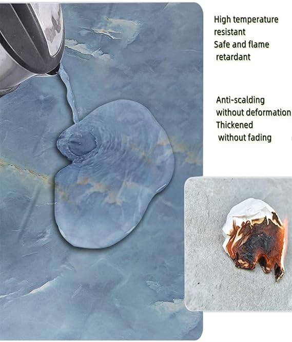 Blue Marble Sticker Wallpaper Waterproof Oil Resistant for Kitchen
