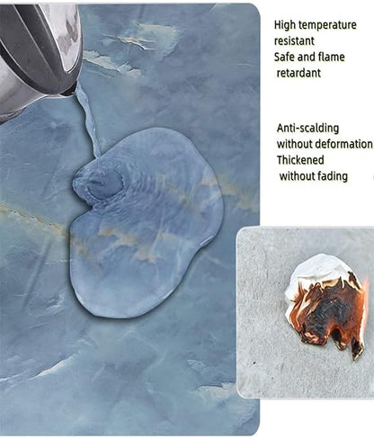 Blue Marble Sticker Wallpaper Waterproof Oil Resistant for Kitchen