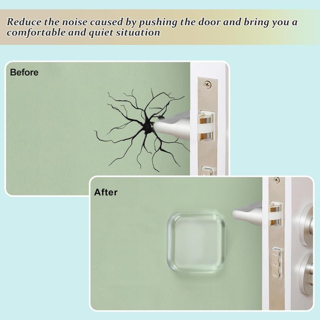 6-PC Square Door Bumper Stopper Wall Protector Self Adhesive Handle Knob Shield Bumper Guard,Prevents,Damage,Cabinet,Handle,Bed