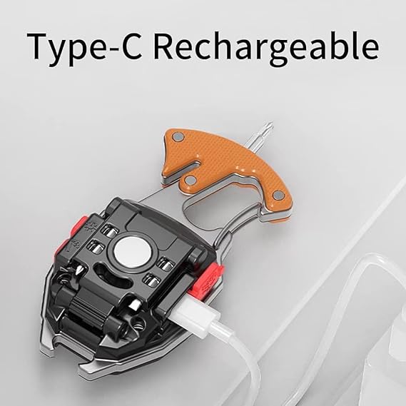 Cob Keychain Work Light Flashlight 7 Light Modes 1600Lumen, Portable USB Rechargeable, Adjustable, Waterproof, Black Aluminum, LED, 1 Lithium-Ion Polymer Battery