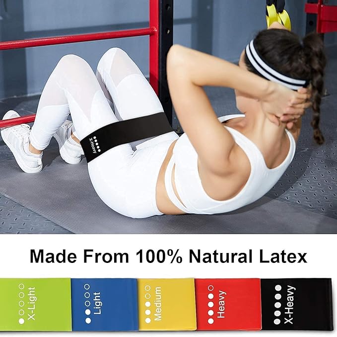 Natural Latex Resistance Mini Hip Loop Exercise Band, Gym Booty Belt, Latex, Thera Band Fitness Skin Friendly Arms-Legs Workouts, Tear Resistant-Anti-Slip, Fitness-Toning