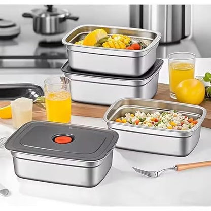 Fridge Storage Box 1000ml and 1500ml 316 Stainless Steel Food Storage Container with Airtight Lids,Leakproof Kitchen Organizer,Freezer Safe