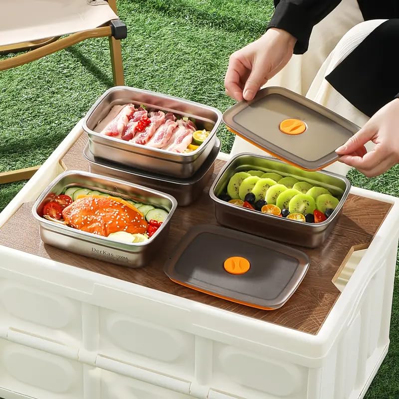 1500 ML Fridge Storage Box Stainless Steel Tray Plate Container with Airtight Lids,Leakproof Kitchen Organizer,Freezer Safe