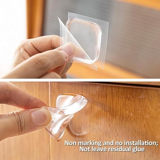 6-PC Square Door Bumper Stopper Wall Protector Self Adhesive Handle Knob Shield Bumper Guard,Prevents,Damage,Cabinet,Handle,Bed