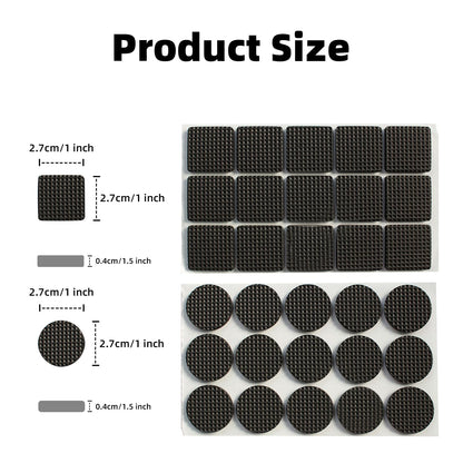 15 Square Pieces, Non-Slip Furniture Pads, Black, Chair Leg Floor Protectors, Self-Adhesive Grippers, Hardwood Floors
