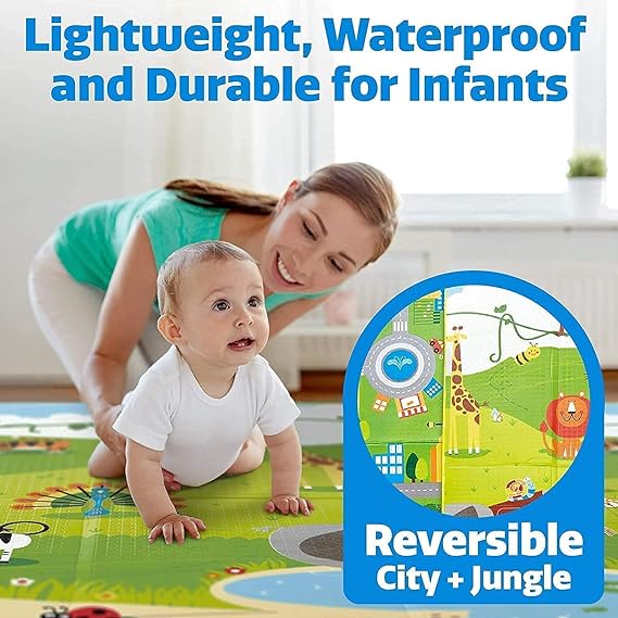 Double Sided Water Proof Baby Play Mat Kids Large Size, Baby Carpet, Crawling Baby, Size 6 Feet X 4 Feet