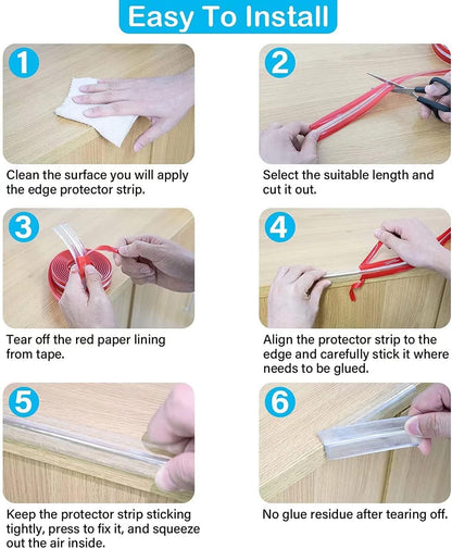 Silicone Edge Protector Strip 3-Meter | Baby Proof Corner Safety for Sharp Edges | Adhesive Bumper Guard for Table, Furniture & Wall | Ideal for Home, Nursery & Office Use