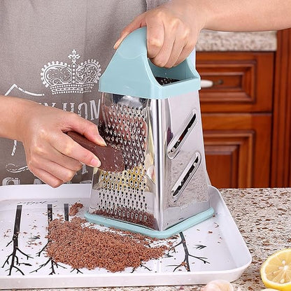 Professional Box Grater,4-Sided Stainless Steel Large 10-inch Grater for Parmesan Cheese, Ginger, Vegetables,Fruits,Chocolate,Nuts and More