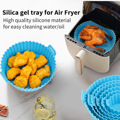 6-Pieces Air Fryer Silicone Liners Pot Replacement of Flammable Parchment Paper Airfryer Silicone Crock Pot Liners Airfly Oven/Microwave Accessories (Multi Color)