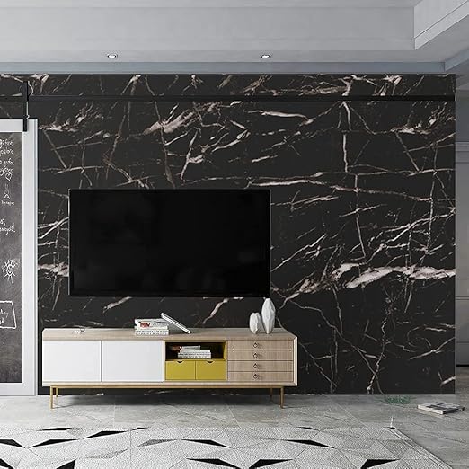 Black Marble Sticker Wallpaper Waterproof Oil Resistant for Kitchen
