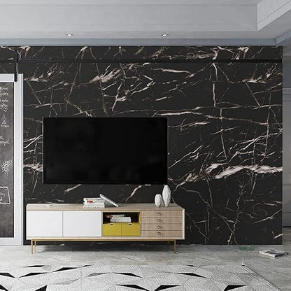 Black Marble Sticker Wallpaper Waterproof Oil Resistant for Kitchen