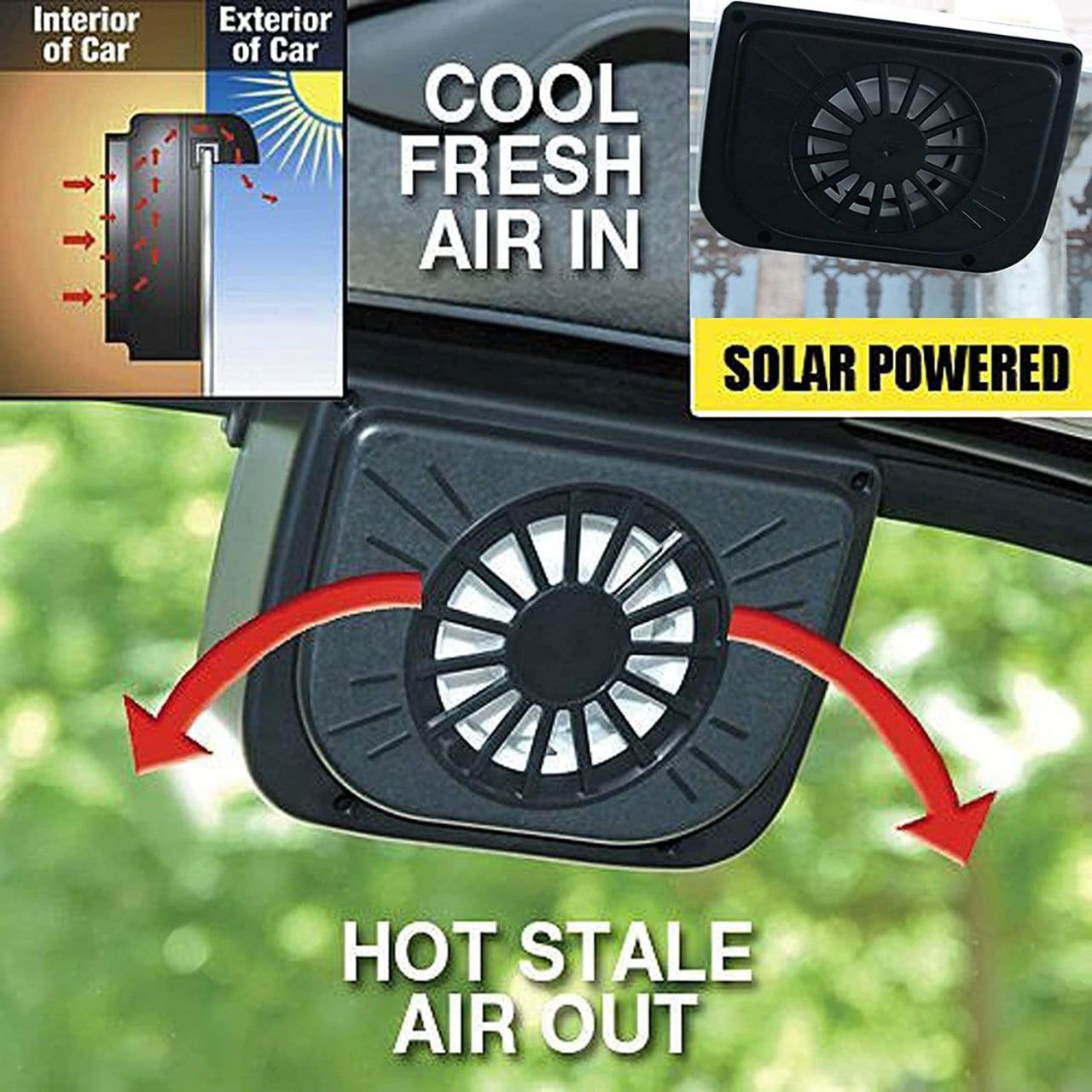 Solar Power Car Auto Air Vent Cool Fan Cooler Ventilation System Radiator Exhaust Heat Automobile Fan with Rubber