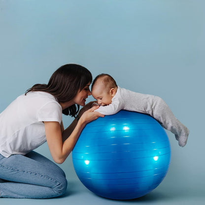 Gym Ball Anti-Burst Rubber with Free Foot Pump,Round Shape Swiss Ball, Exercise,Workout,Yoga,Pregnancy,Birthing,Balance-Stability Delivery Training,Fitness (Blue-65 cm)