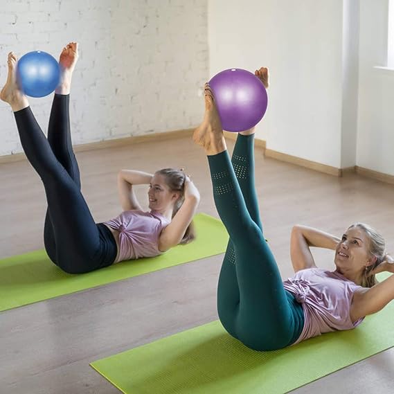 Mini Exercise Ball 9 Inch–Small Soft Pilates Ball for Yoga,Core-Ab Workouts–Anti-Burst Non-Slip Fitness Ball with Inflatable Straw for Therapy at Home,Gym-Office