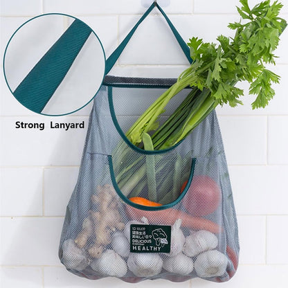 2pcs Reusable Hanging Mesh Produce Bags - Portable, Breathable Net Bags for Fruit, Vegetable, Garlic, Onion, Potatoes - Home, RV, Camper Storage