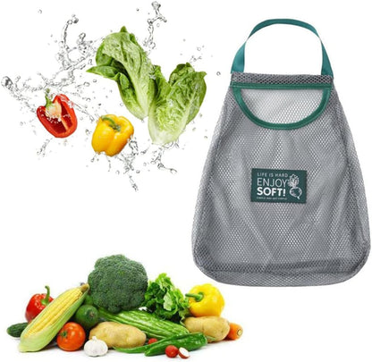 2pcs Reusable Hanging Mesh Produce Bags - Portable, Breathable Net Bags for Fruit, Vegetable, Garlic, Onion, Potatoes - Home, RV, Camper Storage