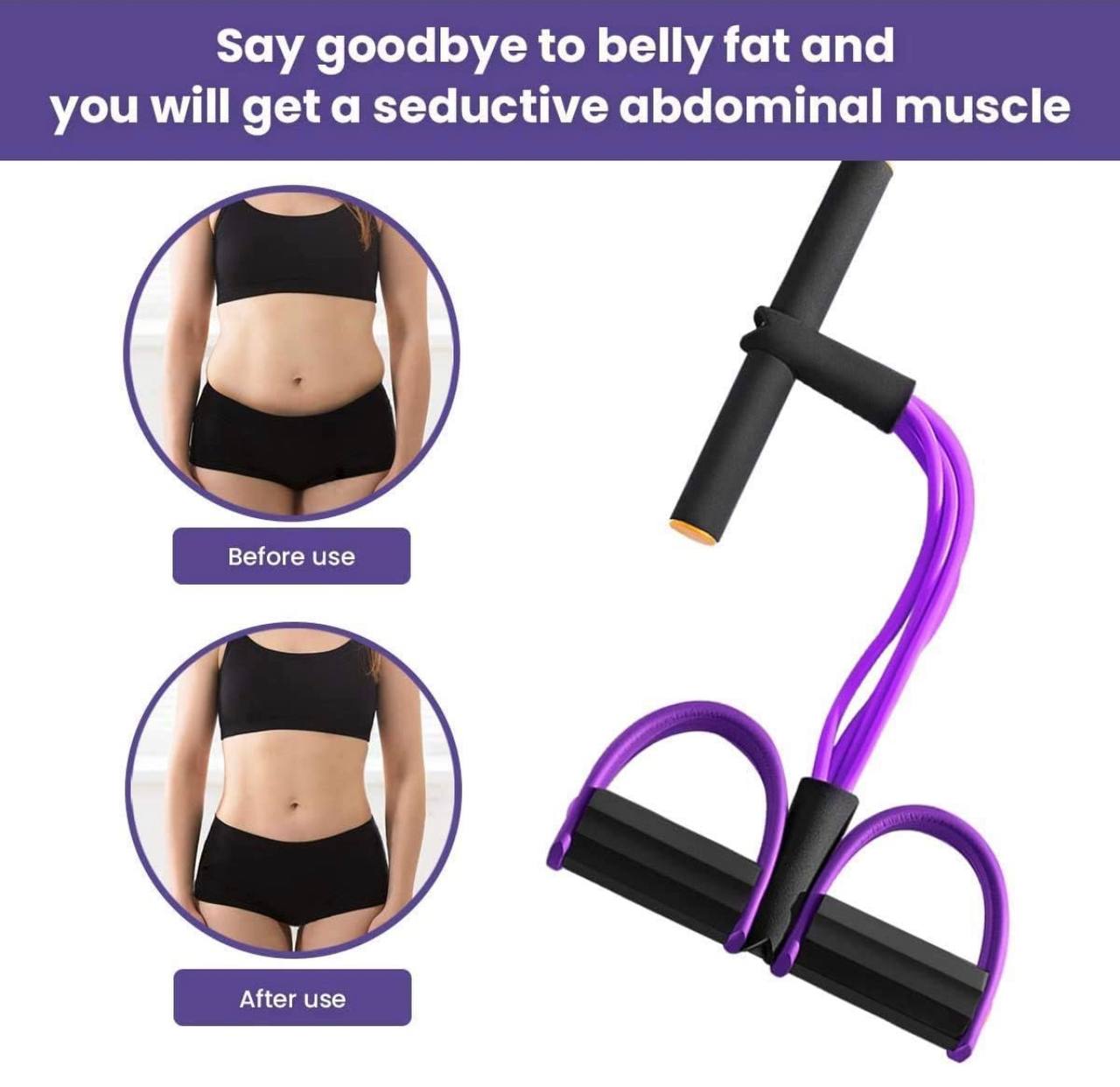 Multifunction Tension Rope, 4-Tube Elastic Yoga Pedal Puller Resistance Band, Natural Latex Tension Rope Fitness, for Abdomen/Waist/Arm/Leg Stretching Slimming Training (Purple)