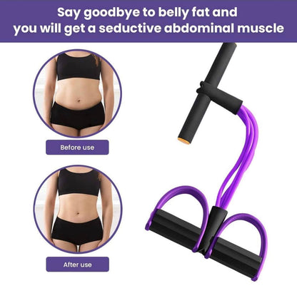 Multifunction Tension Rope, 4-Tube Elastic Yoga Pedal Puller Resistance Band, Natural Latex Tension Rope Fitness, for Abdomen/Waist/Arm/Leg Stretching Slimming Training (Purple)