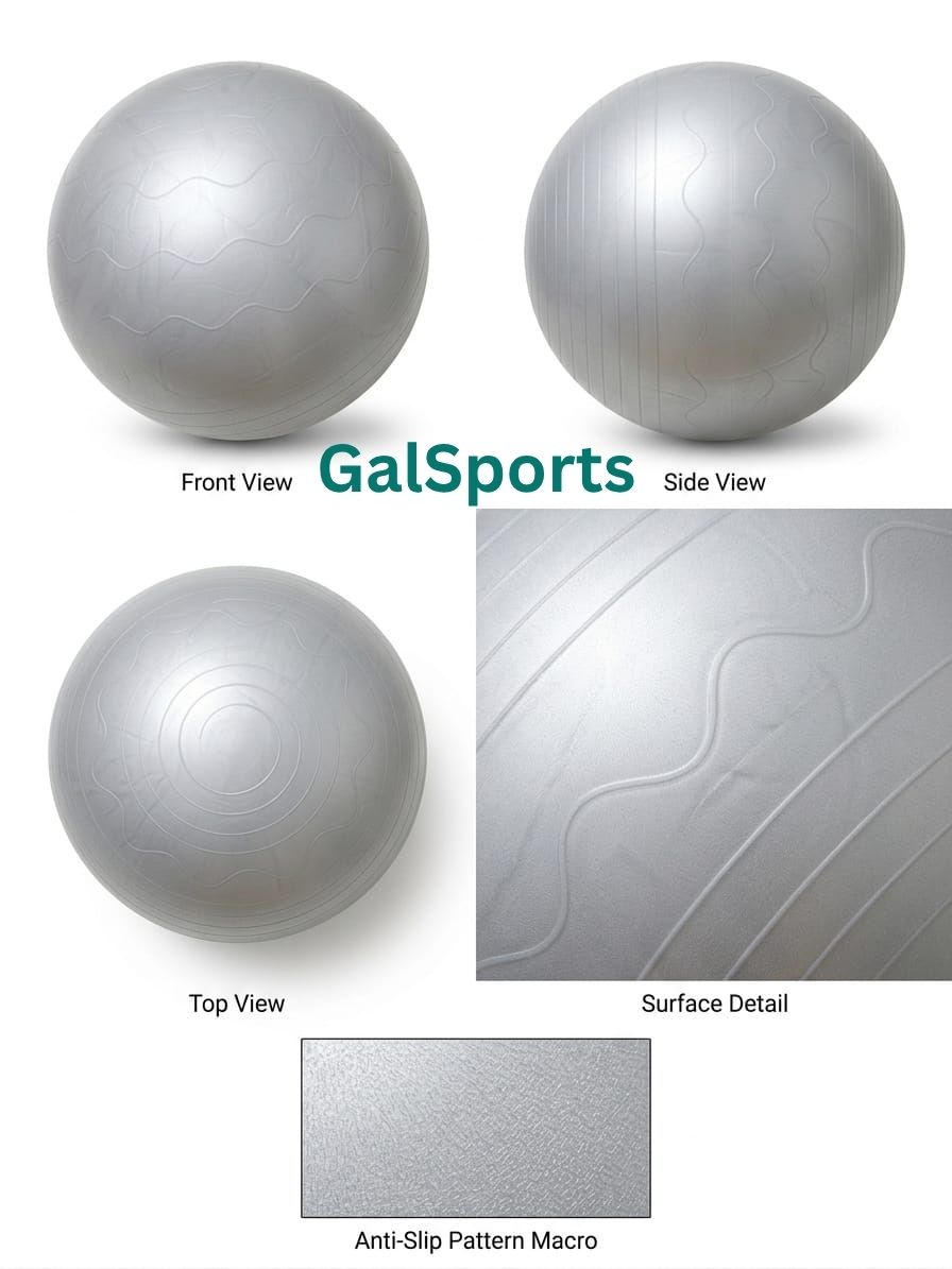 Gym Ball Anti-Burst Rubber with Free Foot Pump,Round Shape Swiss Ball, Exercise,Workout,Yoga,Pregnancy,Birthing,Balance-Stability Delivery Training,Fitness ( Grey-65 cm)