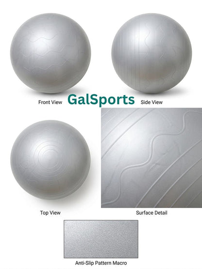 Gym Ball Anti-Burst Rubber with Free Foot Pump,Round Shape Swiss Ball, Exercise,Workout,Yoga,Pregnancy,Birthing,Balance-Stability Delivery Training,Fitness ( Grey-65 cm)