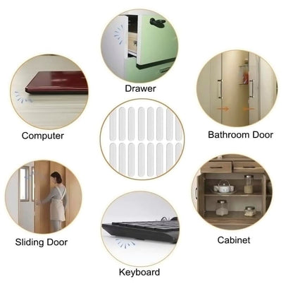 10 PC Door Bumper Strip Self Adhesive Transparent Wall Protector Door Handle, Rubber Cushion Pad Home,Kitchen,Furniture,Cabinets,Anti-Collision Safety Sticker