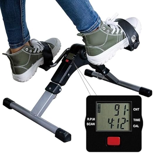 Mini Cycle Pedal Exerciser with Adjustable Resistance and Digital Display - for Light Leg and Arm Exercise and Physiotherapy at Home