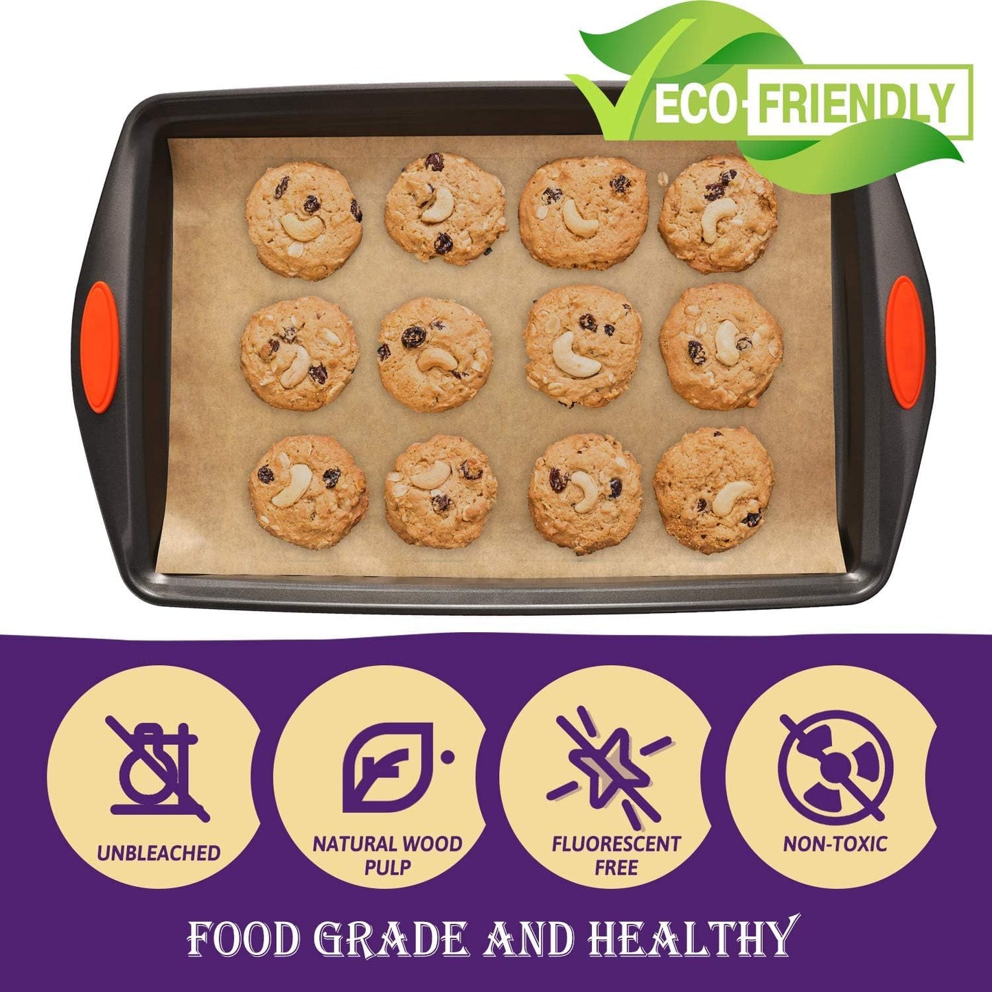1-KG= 500 Pcs Heavy Duty Unbleached Parchment Paper, Parchment Paper Sheets for Baking Cookies, Cooking, Air Fryer, Grilling Rack, Oven12X12 Inch