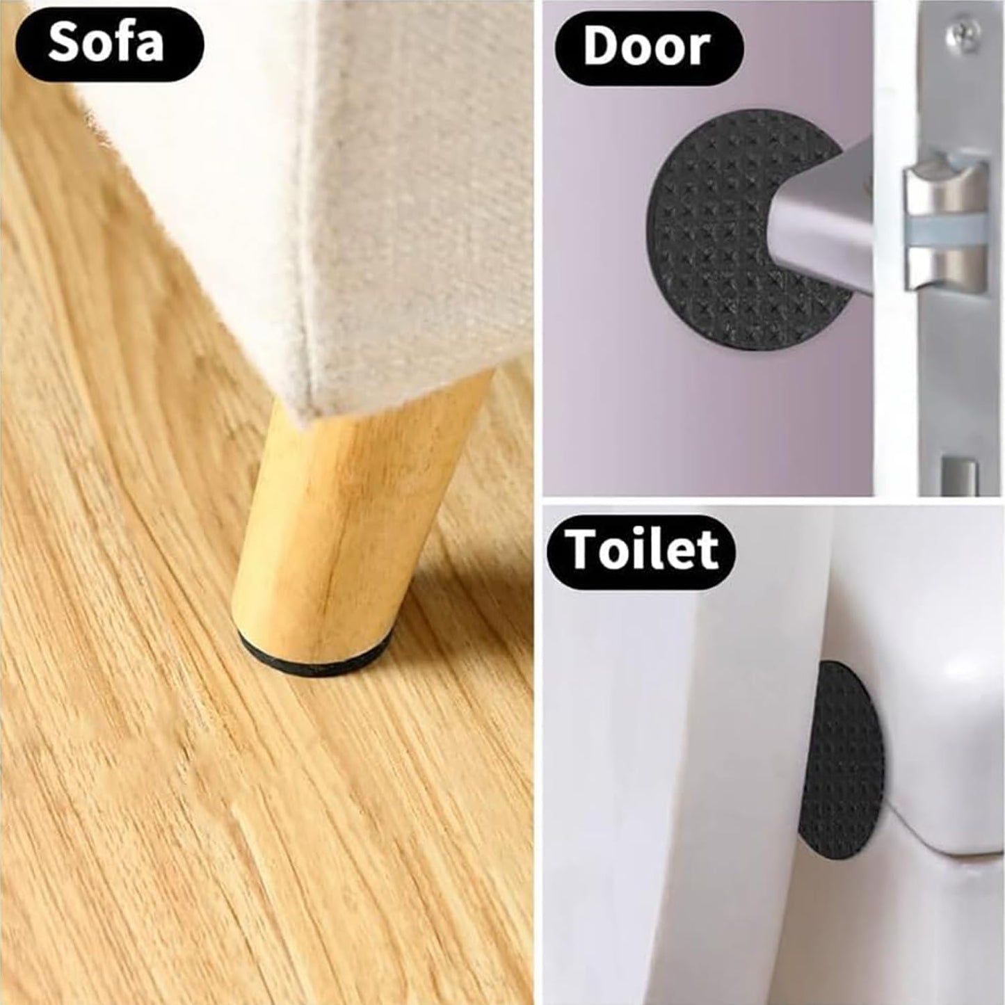 15 Square Pieces, Non-Slip Furniture Pads, Black, Chair Leg Floor Protectors, Self-Adhesive Grippers, Hardwood Floors