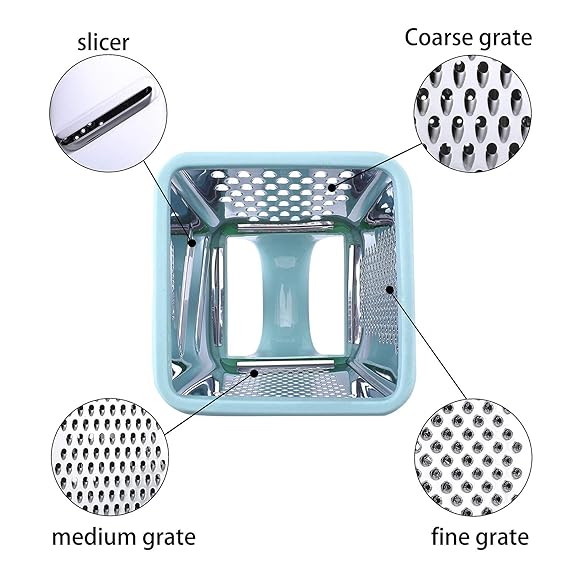 Professional Box Grater,4-Sided Stainless Steel Large 10-inch Grater for Parmesan Cheese, Ginger, Vegetables,Fruits,Chocolate,Nuts and More