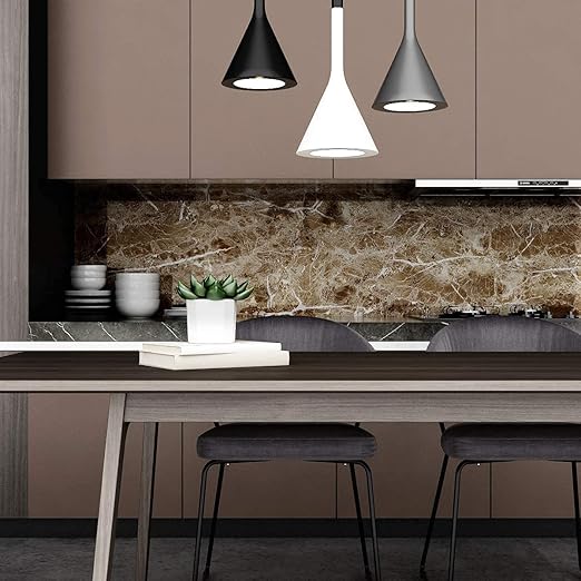 Dark Brown Marble Sticker Wallpaper Waterproof Oil Resistant for Kitchen