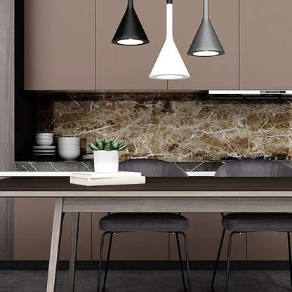 Dark Brown Marble Sticker Wallpaper Waterproof Oil Resistant for Kitchen