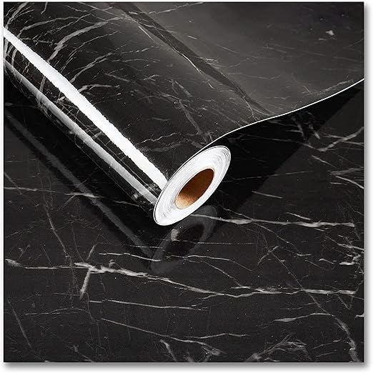 Black Marble Sticker Wallpaper Waterproof Oil Resistant for Kitchen