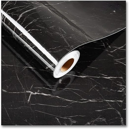 Black Marble Sticker Wallpaper Waterproof Oil Resistant for Kitchen