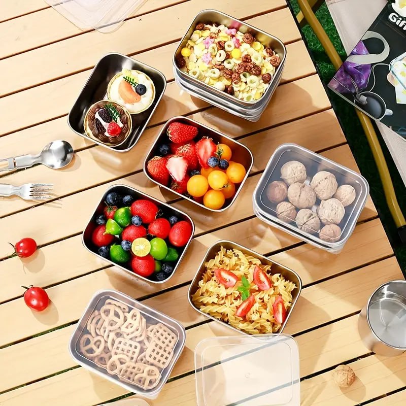 Fridge Storage Box 2000ml 316 Stainless Steel Food Storage Container with Airtight Lids,Leakproof Kitchen Organizer,Freezer Safe