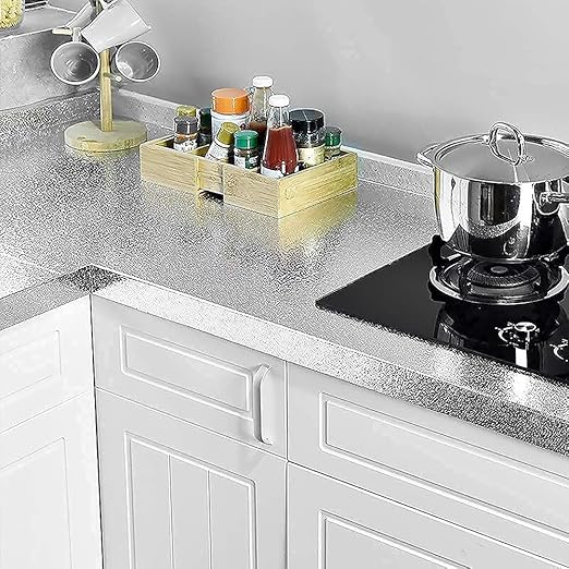 Silver Karkari Sticker Wallpaper Waterproof Oil Resistant for Kitchen