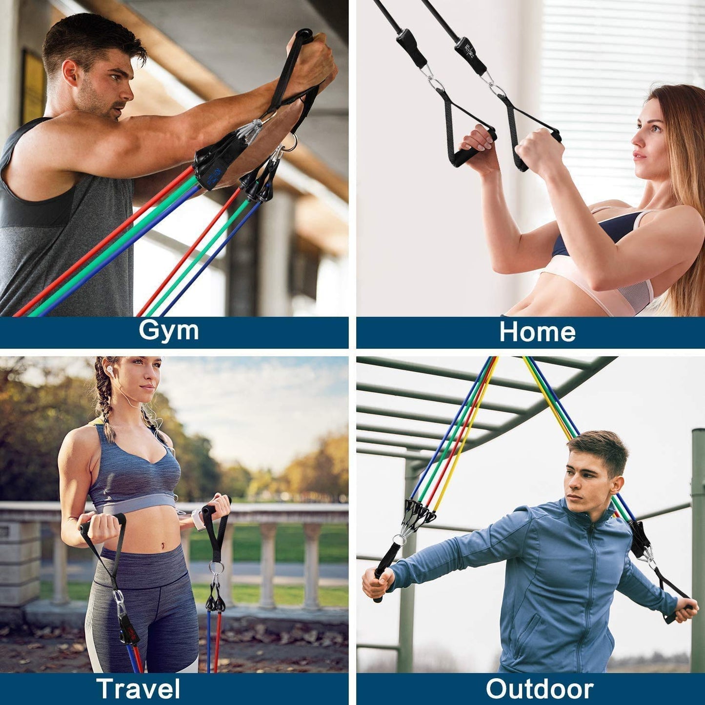 Resistance Tube Exercise Kit Set of 11 with Handles,Ankle Strap and Bag,Set of 5 Resistance Tubes for Exercise,Stretching and Workout Toning for Men,Women