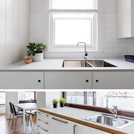 Silver Diamond Cube Sticker Wallpaper Waterproof Oil Resistant for Kitchen